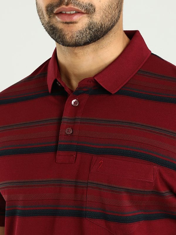 Indian Terrain Men's Half Sleeve Regular Fit Maroon Polo T-Shirt